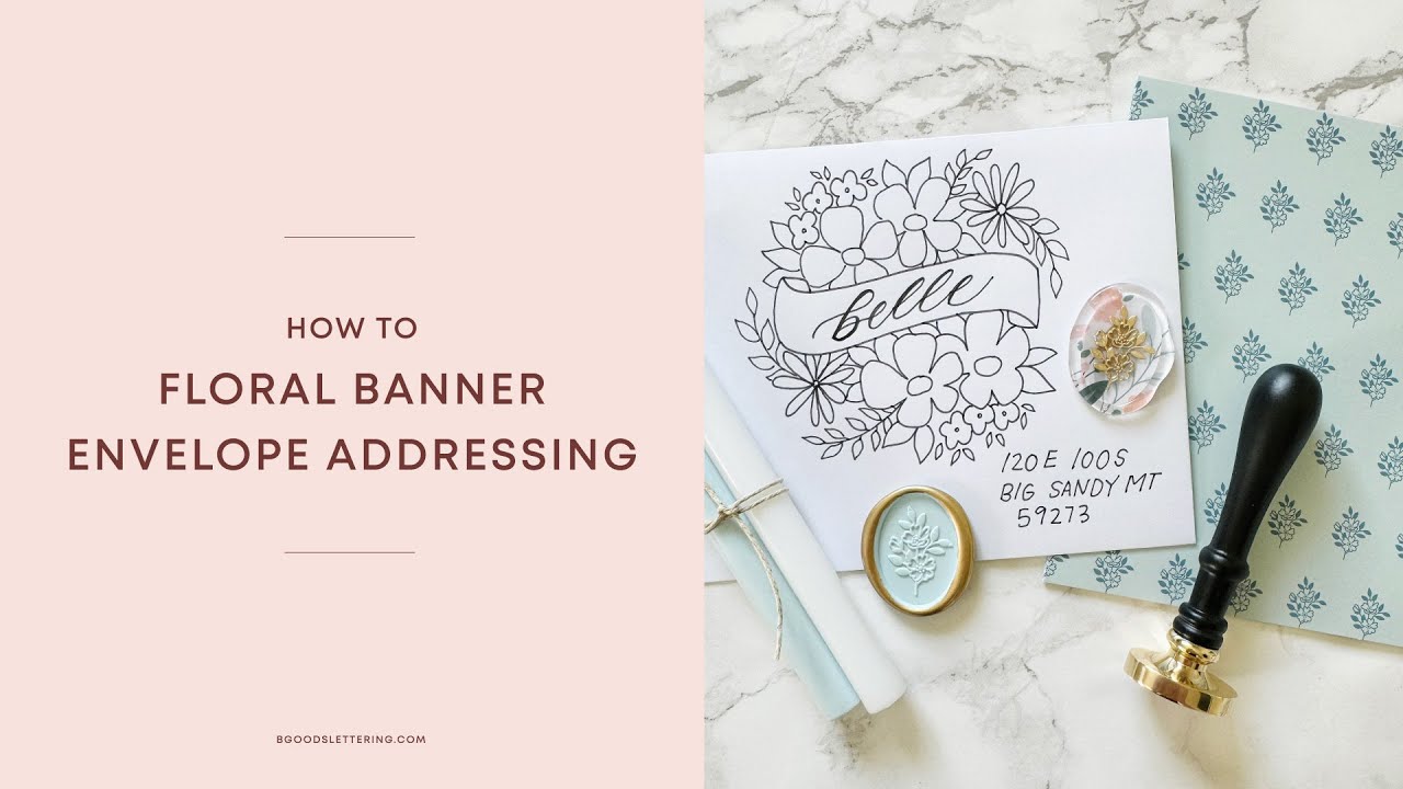 Floral banner envelope addressing