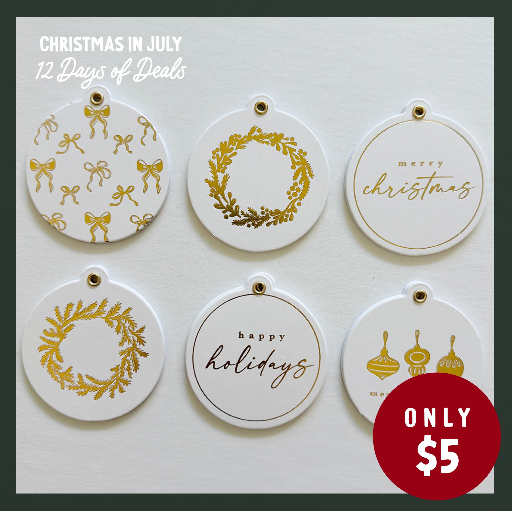 Round Gold Foil Holiday Gift Tags