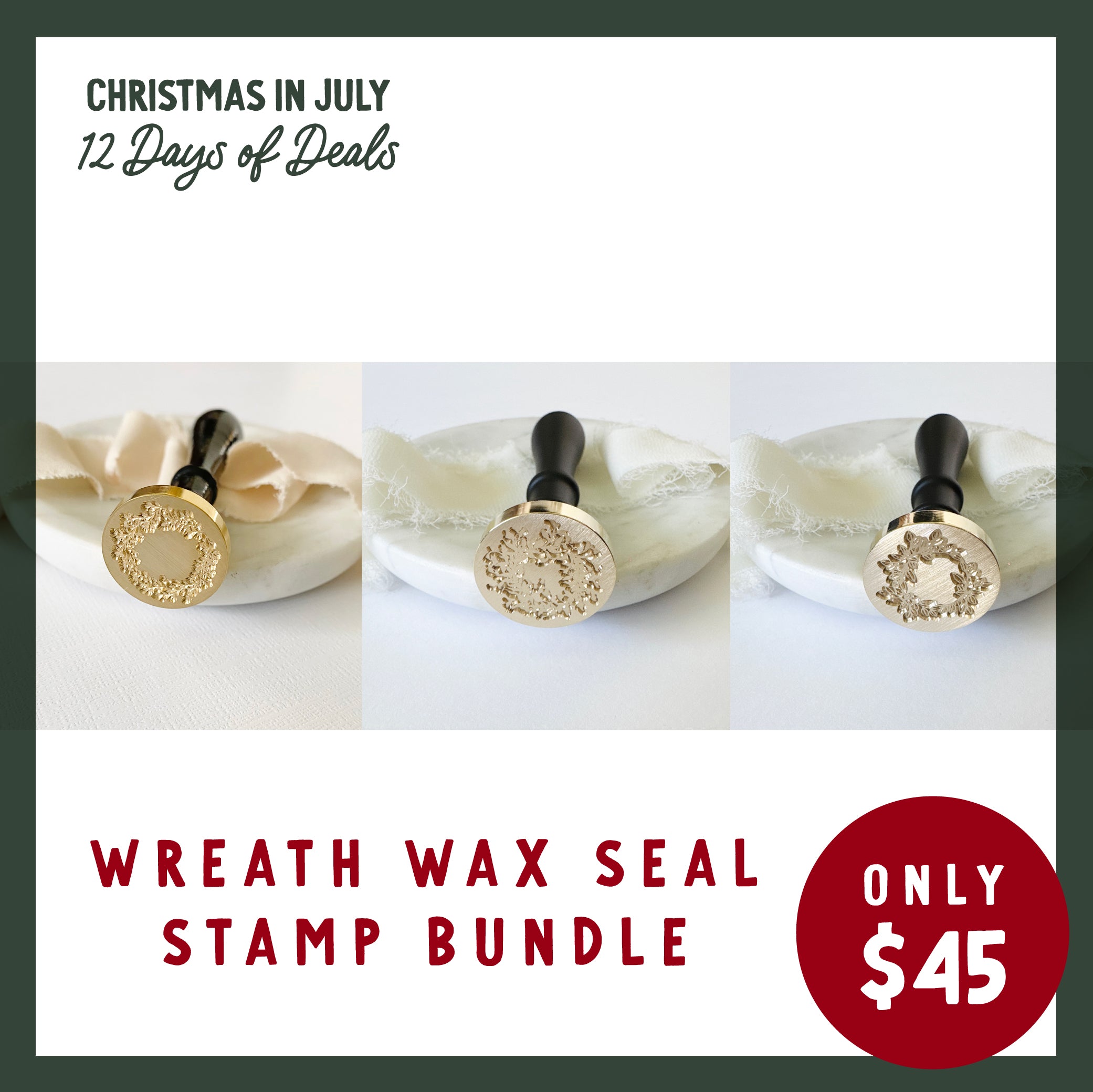 Wreath Wax Seal Stamp Set (Set of 3)