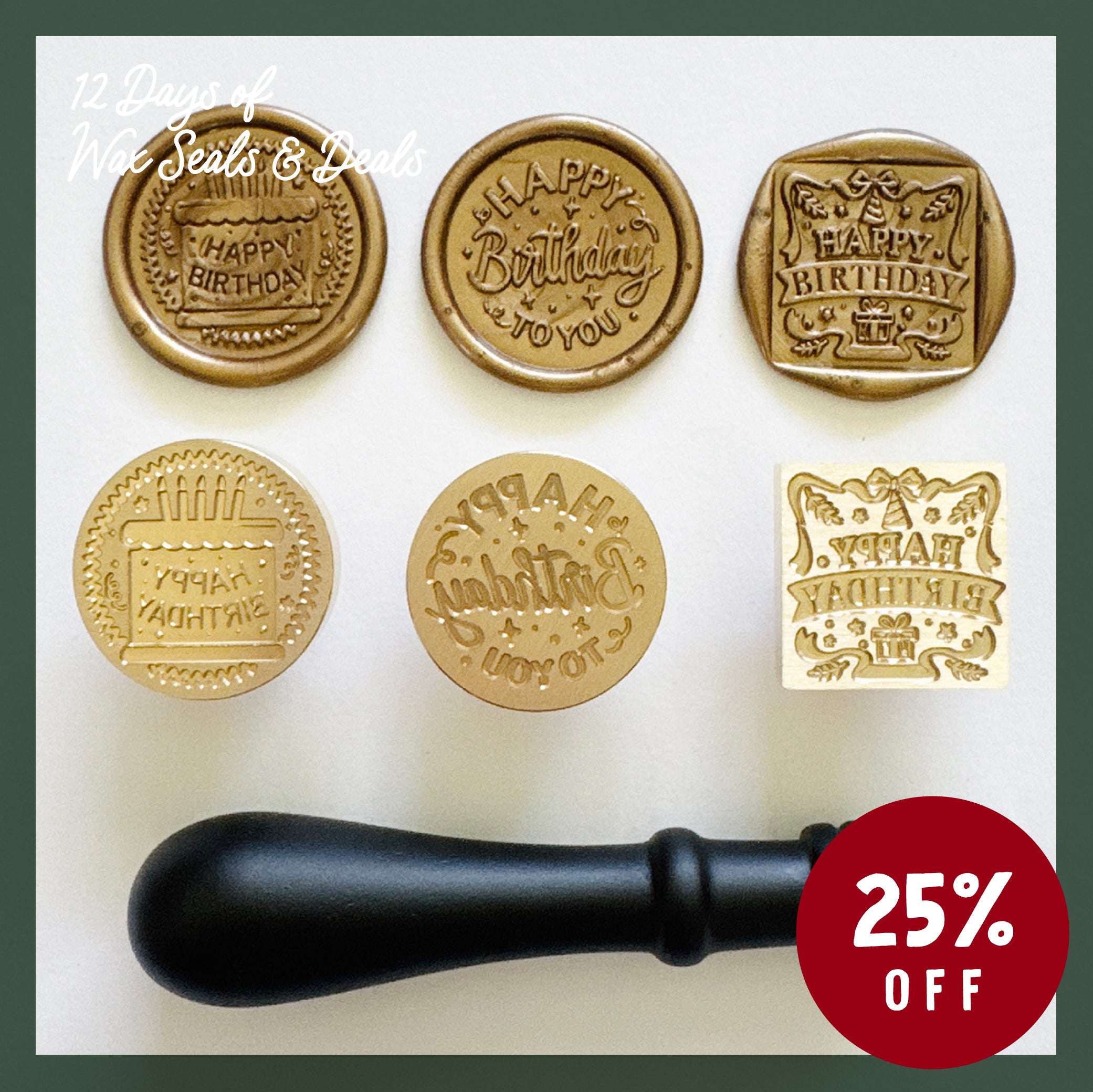 Happy Birthday Wax Seal Stamp Set (Set of 3)