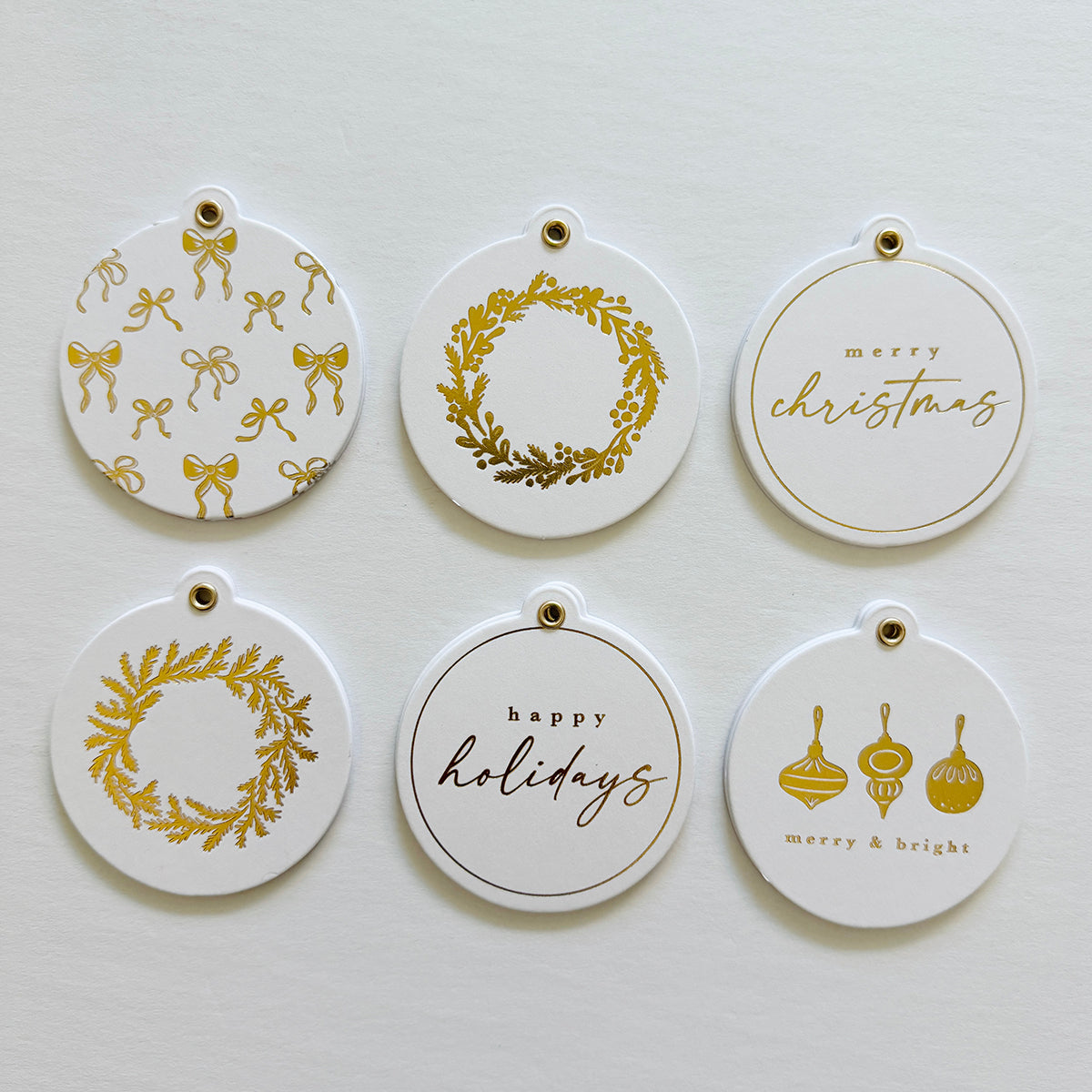 Round Gold Foil Holiday Gift Tags