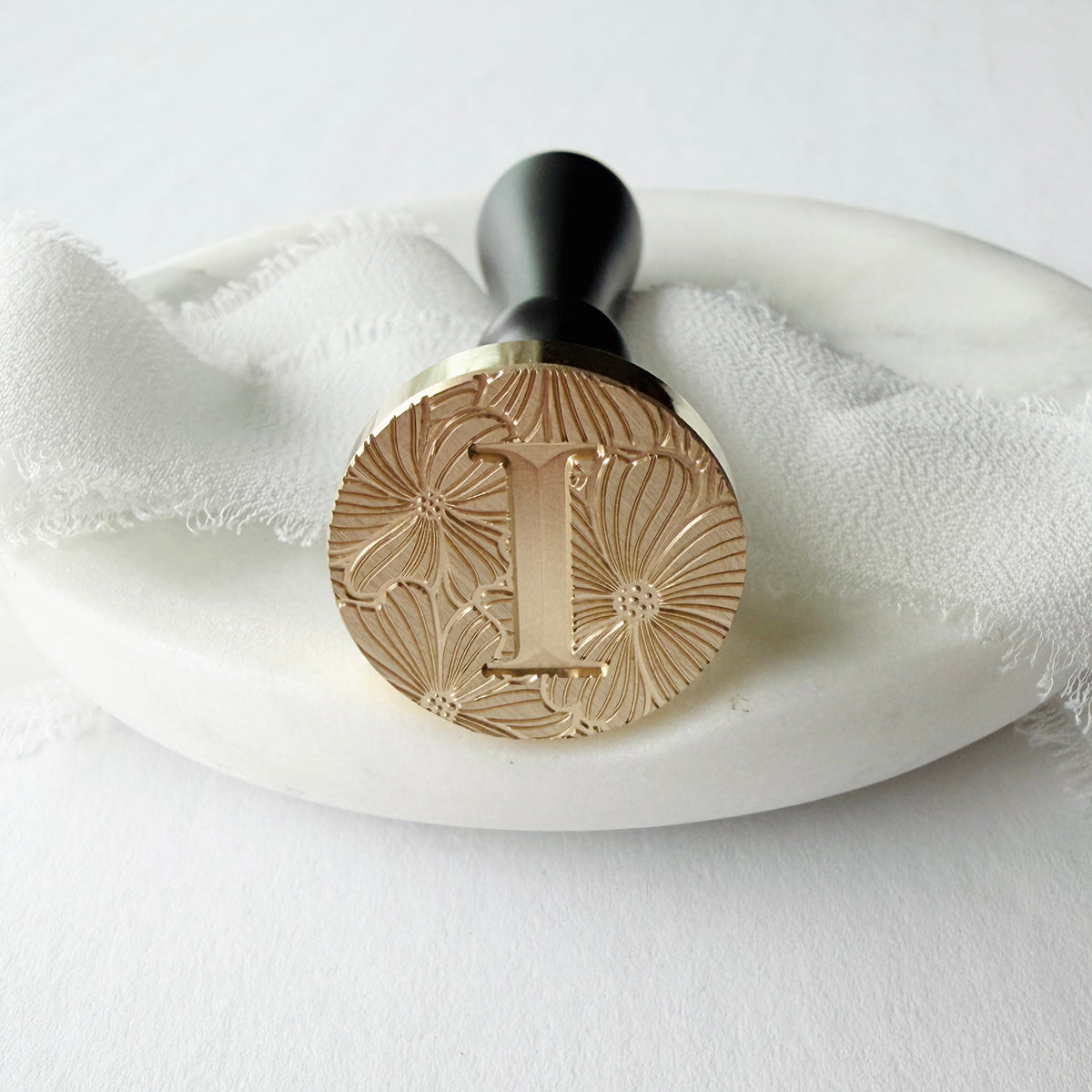 Initial Floral Serif Wax Seal Stamp (A-Z)