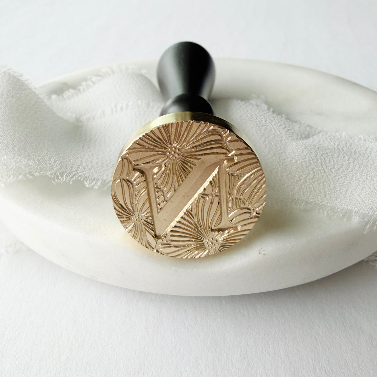 Initial Floral Serif Wax Seal Stamp (A-Z)