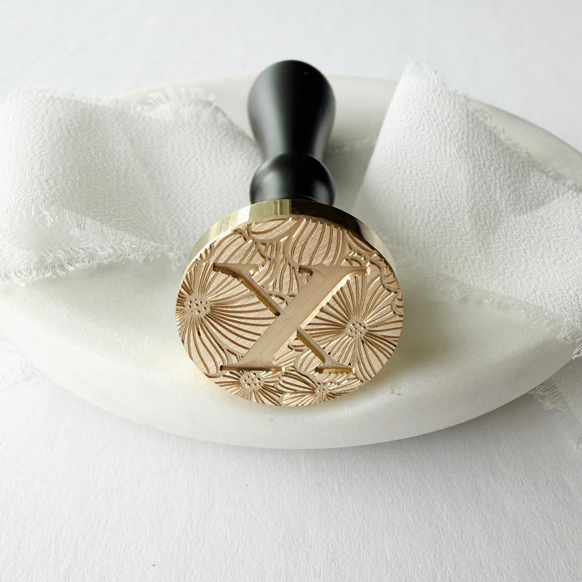 Initial Floral Serif Wax Seal Stamp (A-Z)