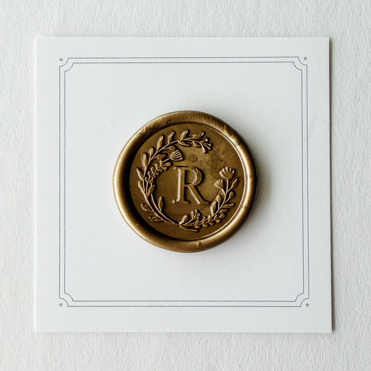 Initial Floral Wreath Round Wax Seal Stamp (A-Z)