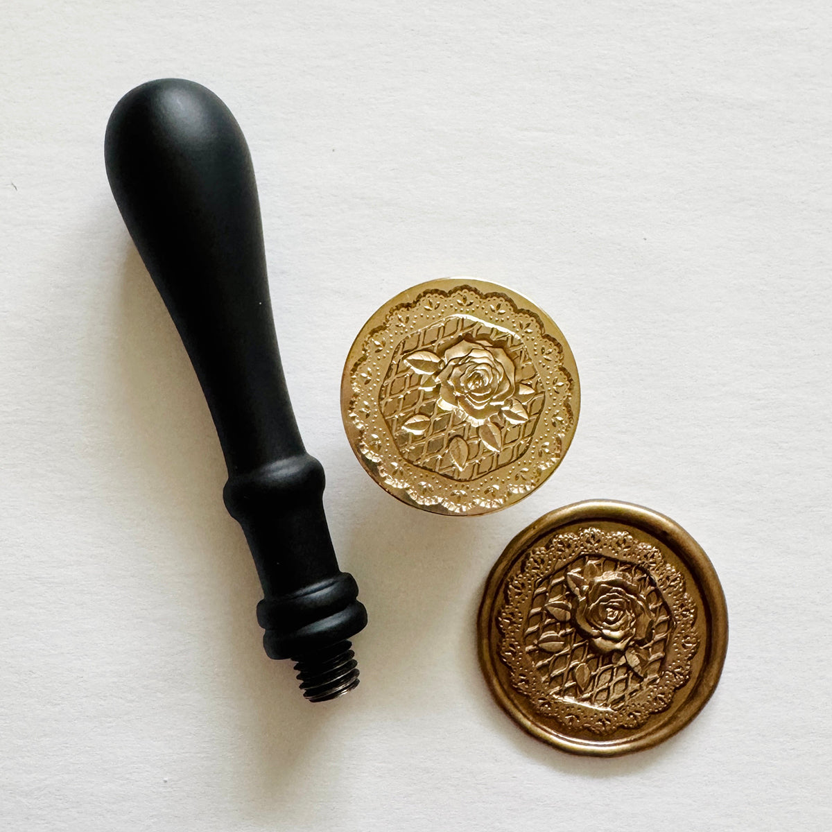 Rose & Lace Wax Seal Stamp 3-D