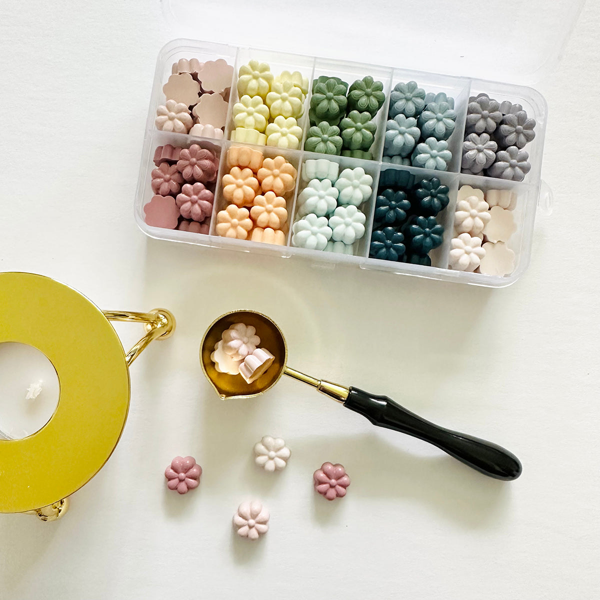 Sealing Wax Flower Bead Set - Matte Colors