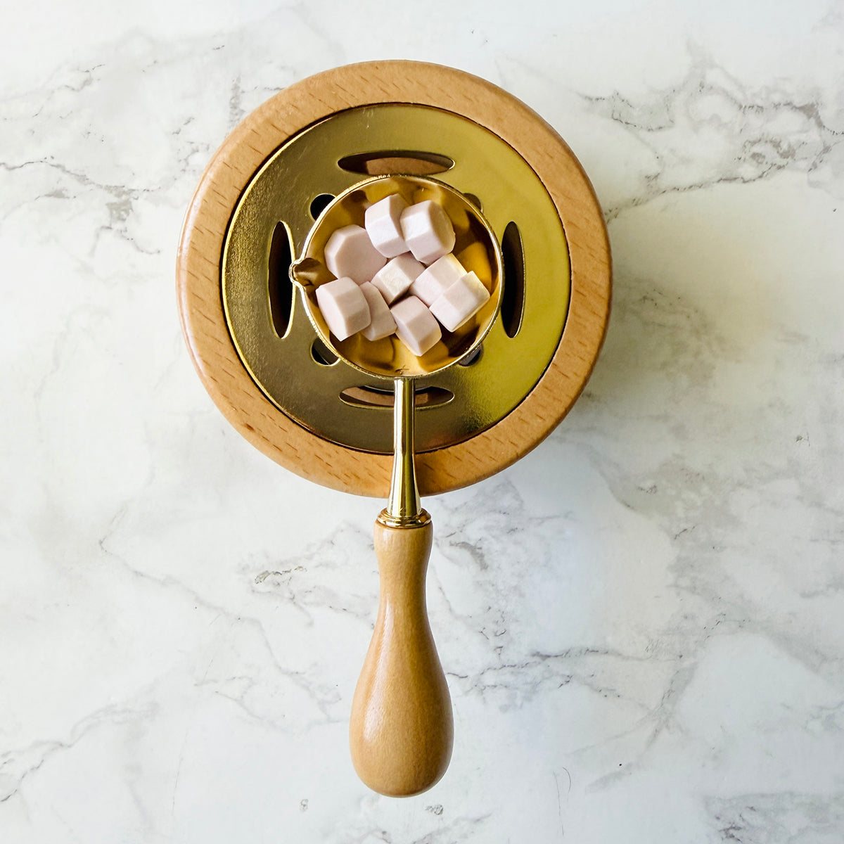 Natural Wood Sealing Wax Warmer and Spoon