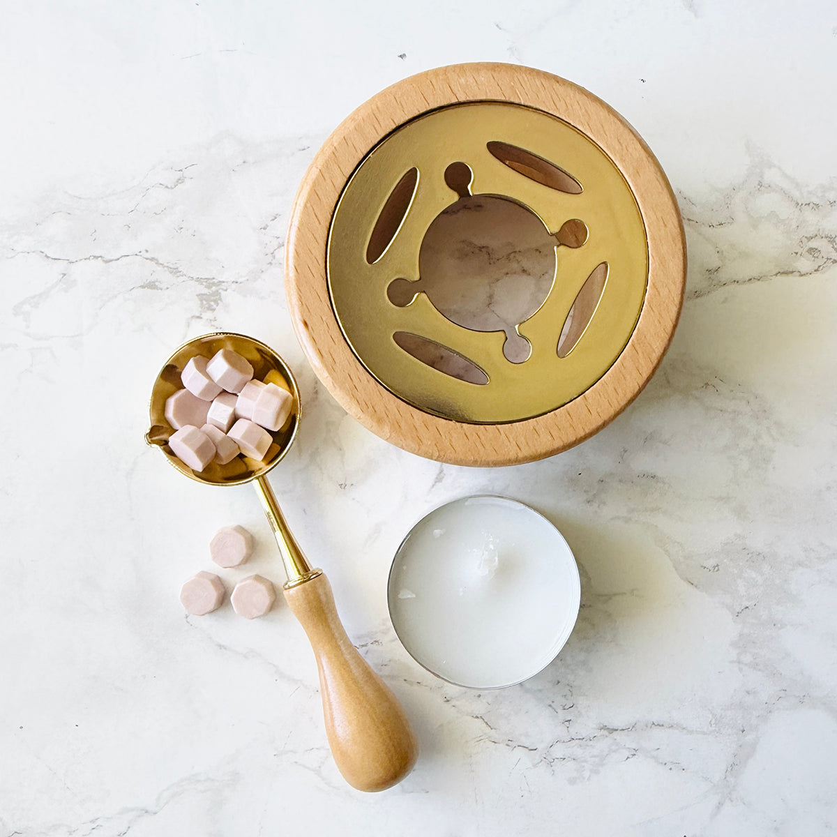 Natural Wood Sealing Wax Warmer and Spoon