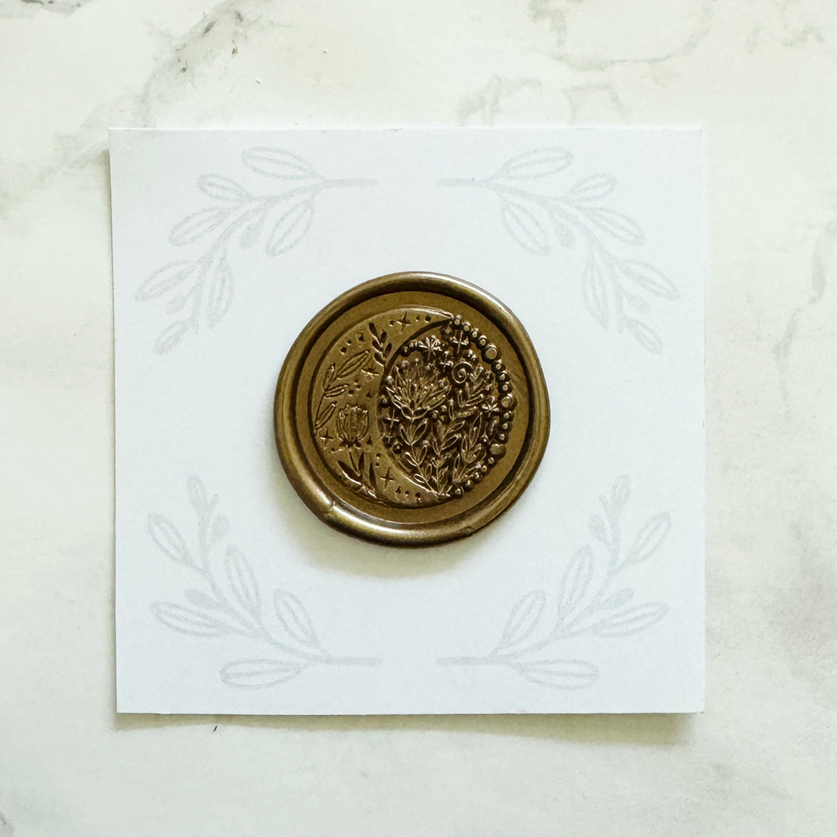 Moon and Flowers Wax Stamp