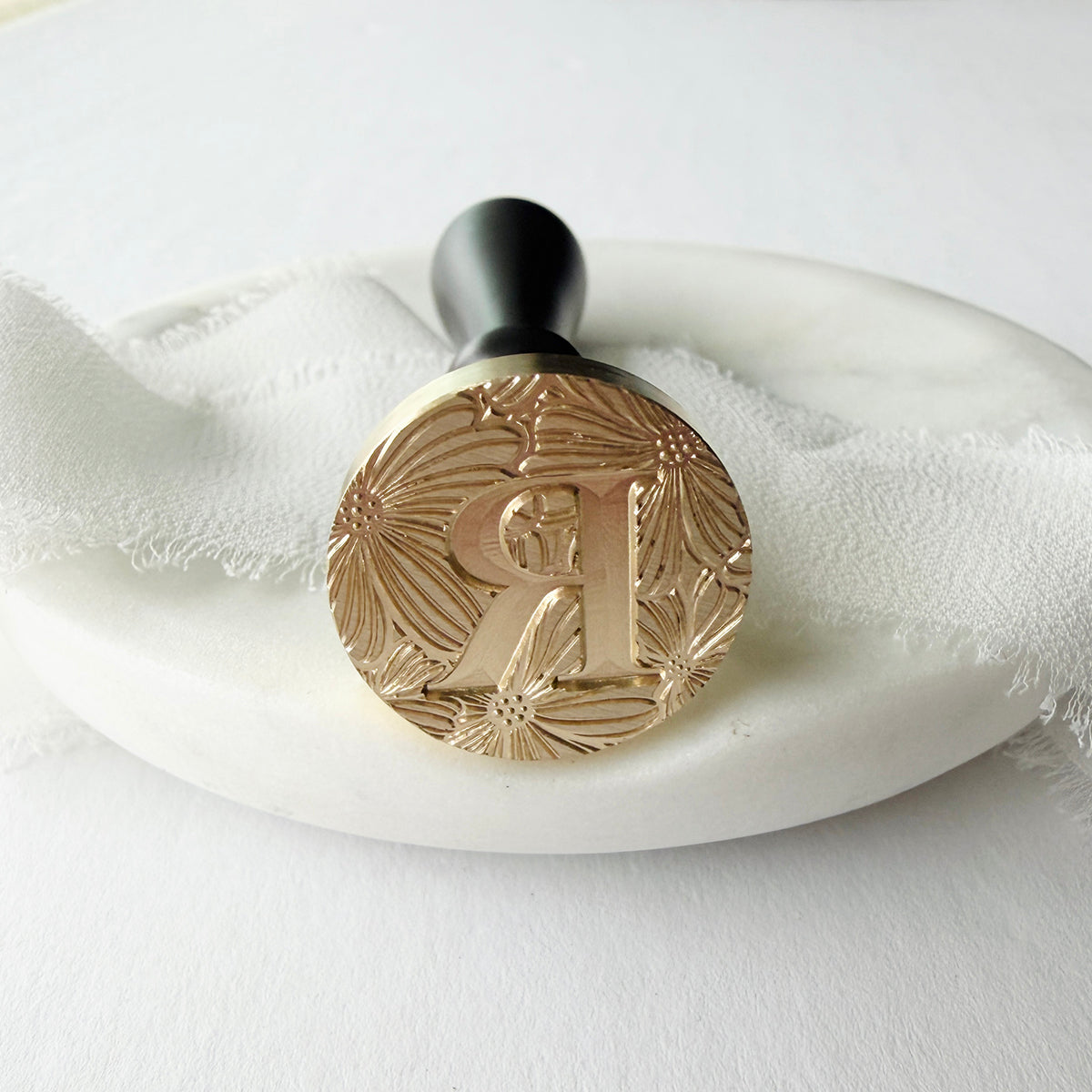 Initial Floral Serif Wax Seal Stamp (A-Z)