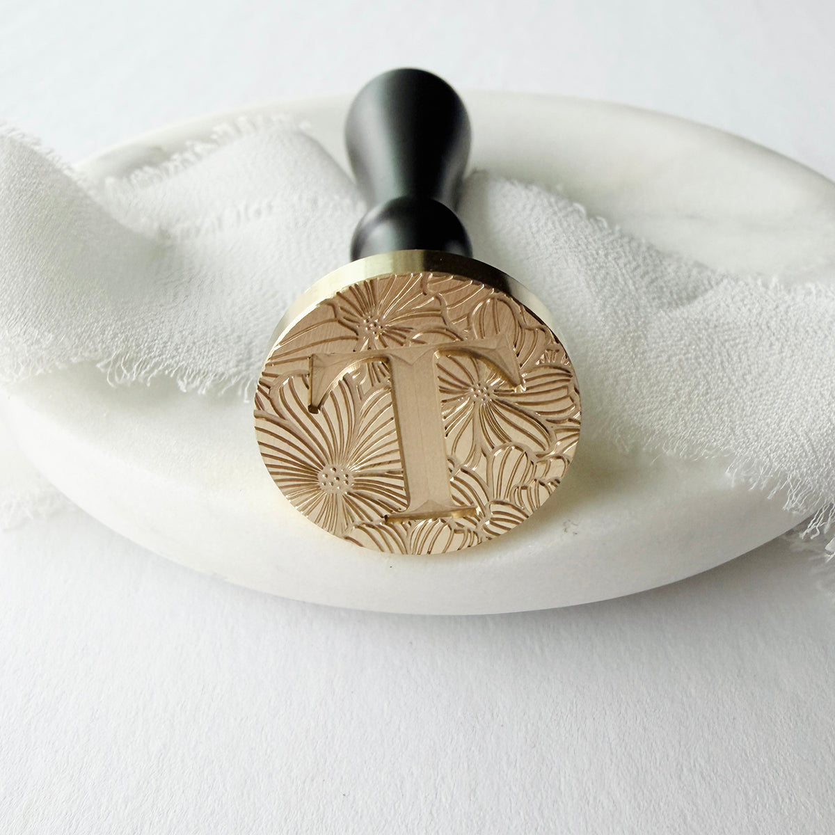 Initial Floral Serif Wax Seal Stamp (A-Z)