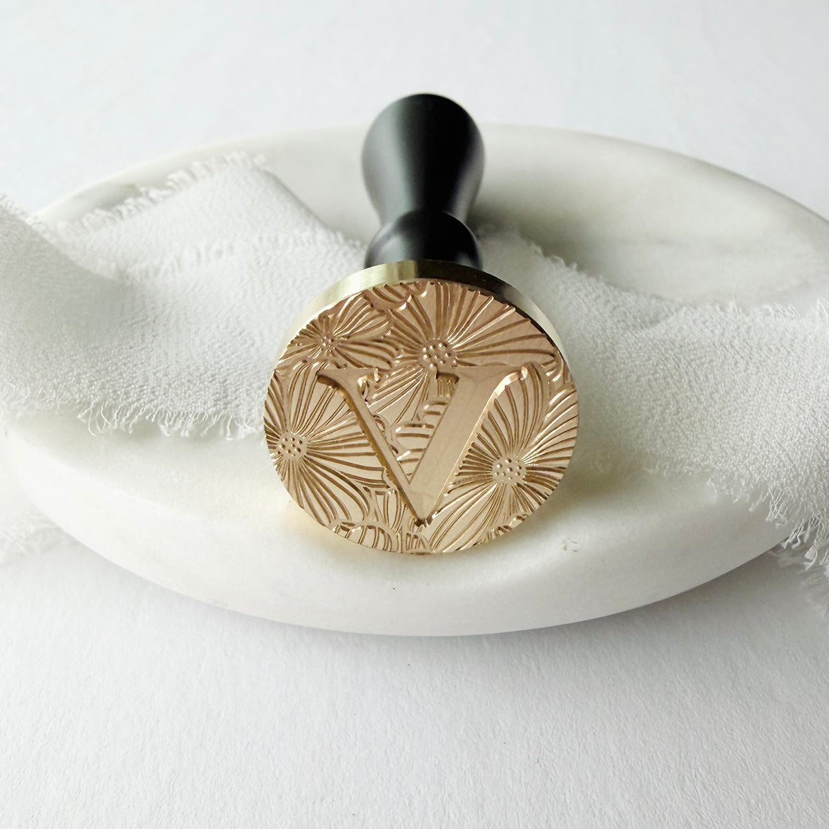 Initial Floral Serif Wax Seal Stamp (A-Z)