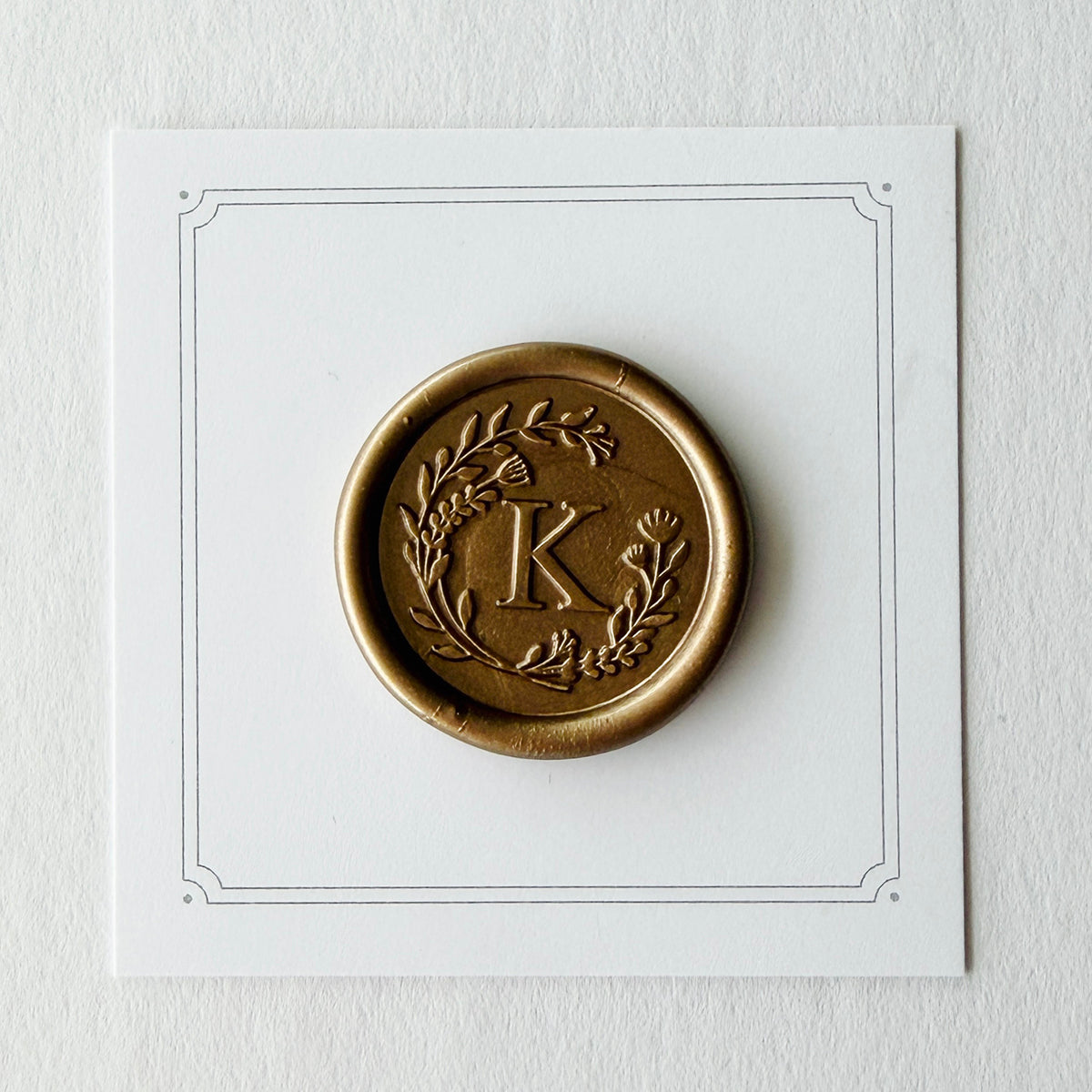 Initial Floral Wreath Round Wax Seal Stamp (A-Z)