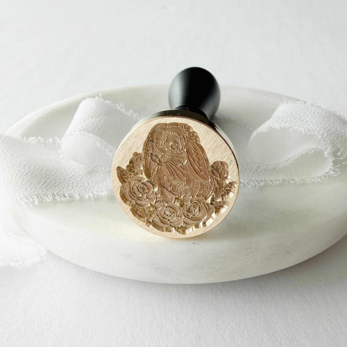 Rabbit with Florals Wax Seal Stamp