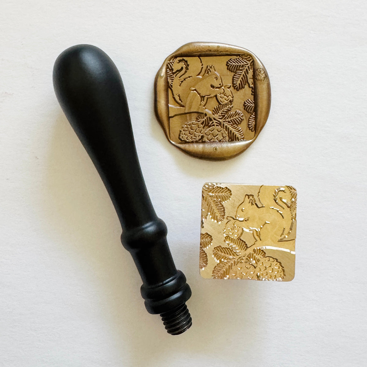 Squirrel and Pine Wax Stamp
