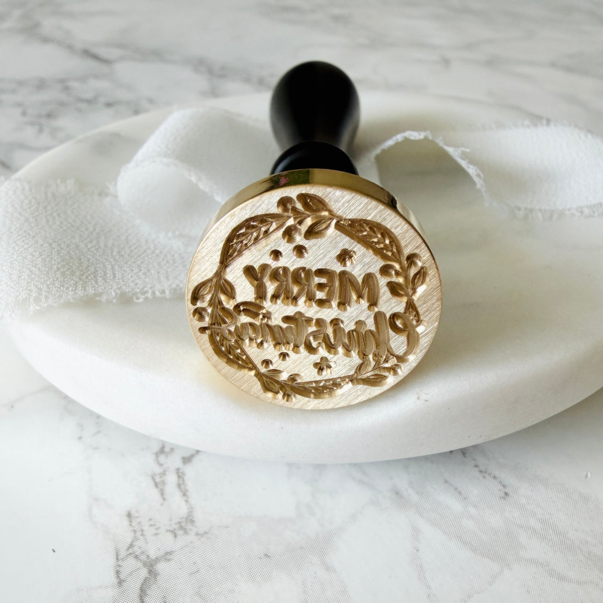 Merry Christmas Wreath Wax Seal Stamp