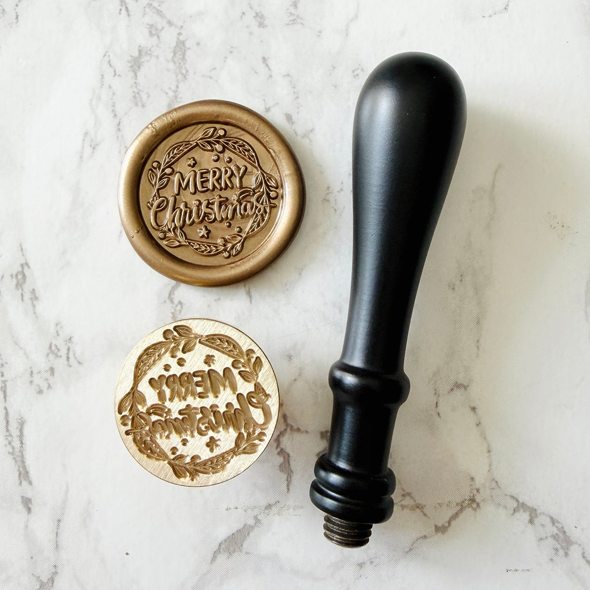 Merry Christmas Wreath Wax Seal Stamp