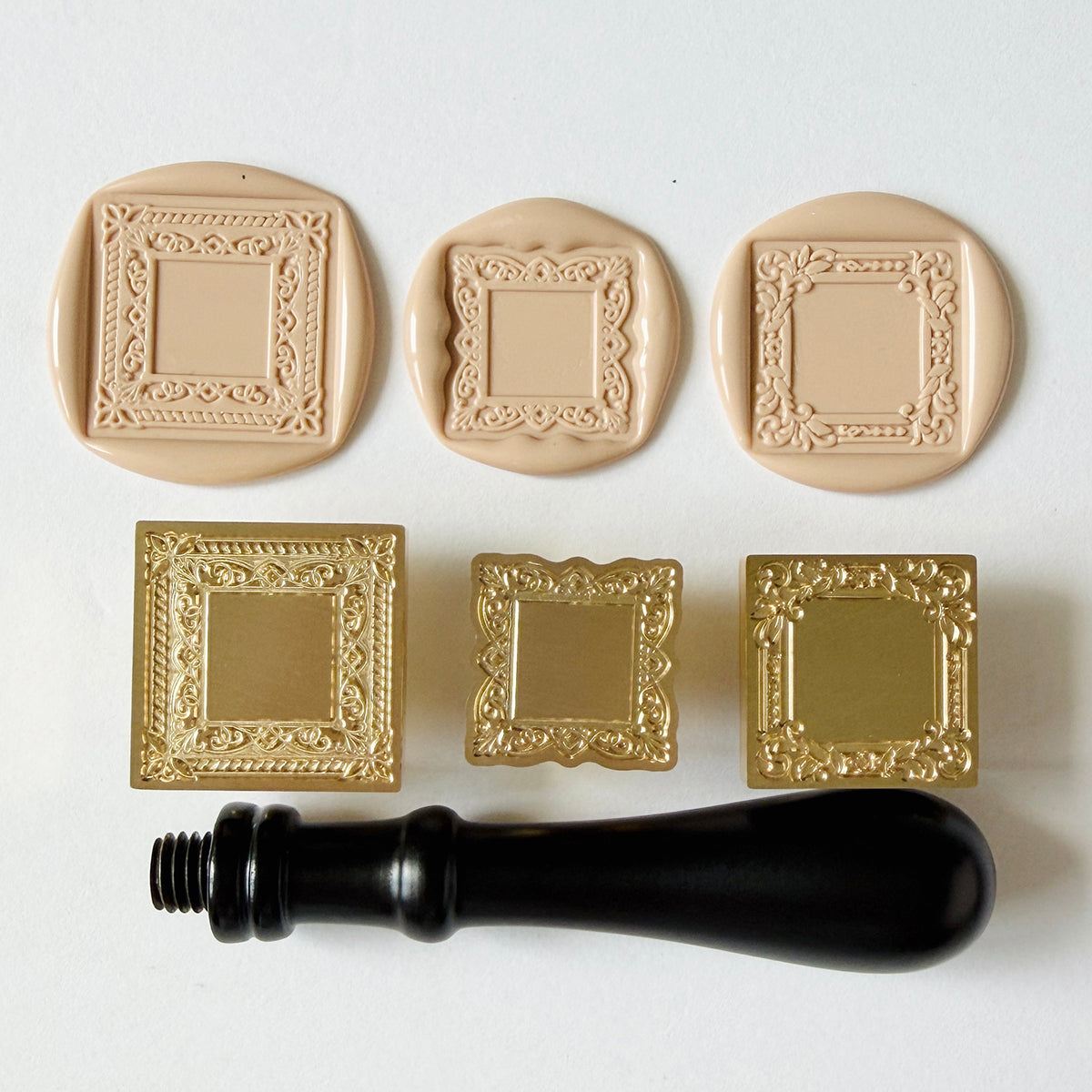 Square Frame Wax Seal Stamp Set (Set of 3)